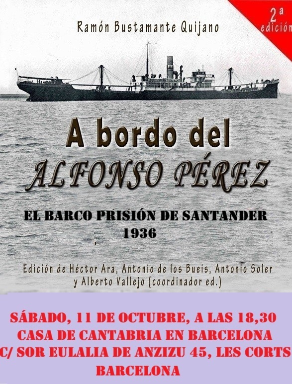 Presentación del libro "A bordo del Alfonso Pérez" en la Casa de Cantabria en Barcelona: C/ Sor Eulalia de Anzizu 45, Les Corts, Barcelona