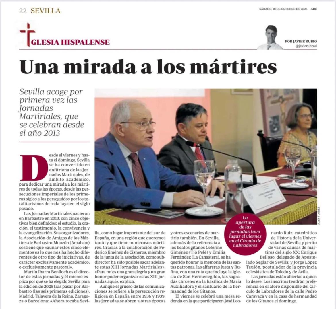 Se presenta el libro en las Jornadas martiriales de Sevilla en las que se honra a las víctimas de la persecución religiosa del siglo XX